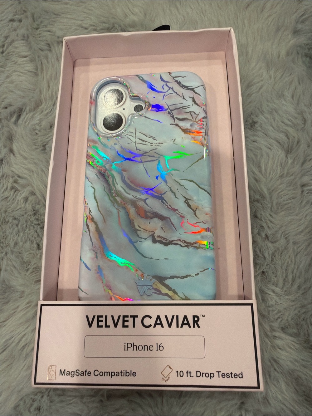 Velvet Caviar Marble Holographic iPhone 16 Case new